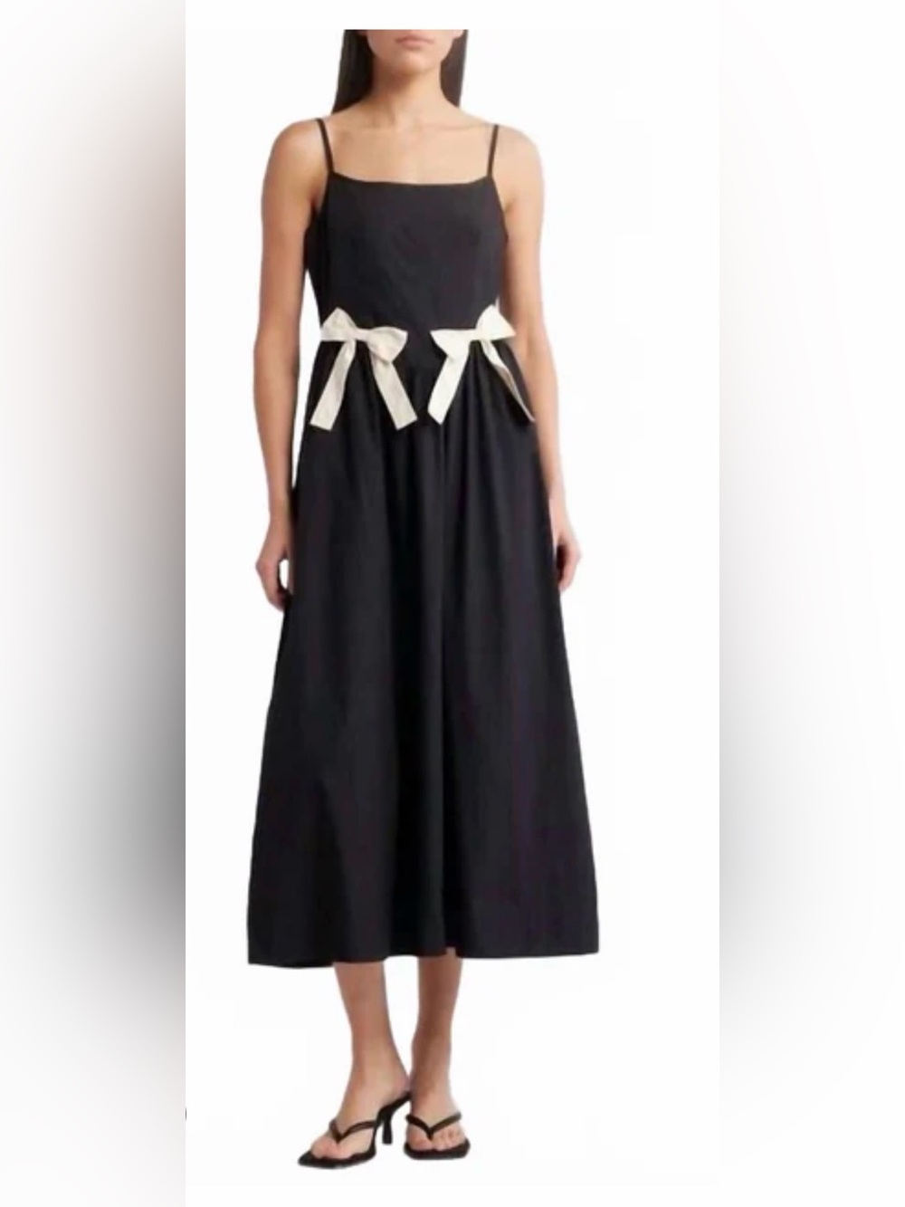 Moon River Bow Midi Dress In Black- Size Large
